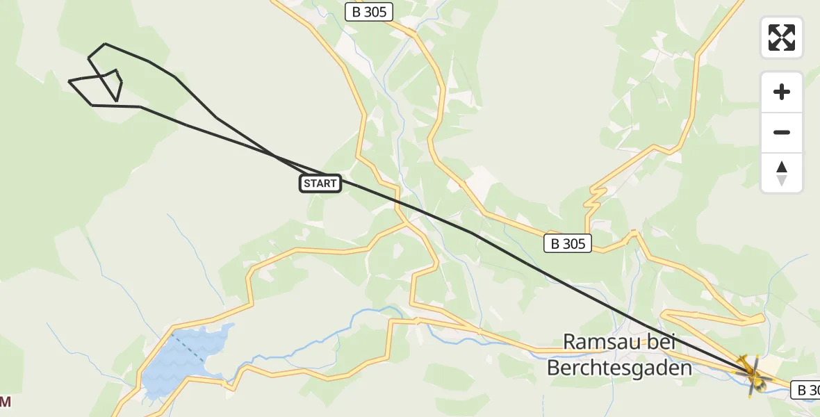 Flugroute Rettungshubschrauber Ramsau b.Berchtesgaden - Ramsau b.Berchtesgaden, 11 Juli 2026, 11:10