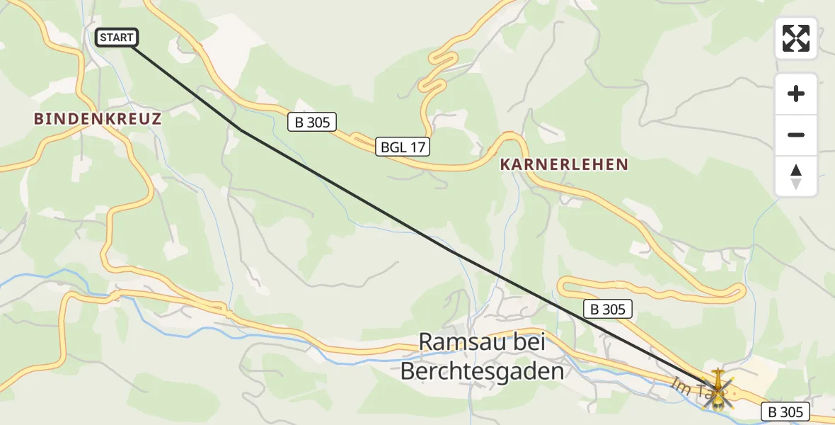 Flugroute Rettungshubschrauber Ramsau b.Berchtesgaden - Ramsau b.Berchtesgaden, 11 Juli 2026, 11:31