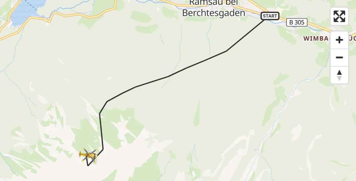 Flugroute Rettungshubschrauber Ramsau b.Berchtesgaden - Ramsau b.Berchtesgaden, 11 Juli 2026, 11:50