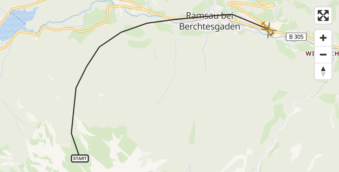 Flugroute Rettungshubschrauber Ramsau b.Berchtesgaden - Ramsau b.Berchtesgaden, 11 Juli 2026, 12:02