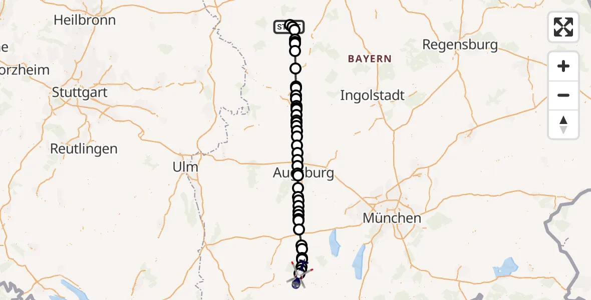 Flugroute Polizeihubschrauber Gunzenhausen-Reutberg Flugplatz - Altenstadt, 11 Juli 2026, 12:31