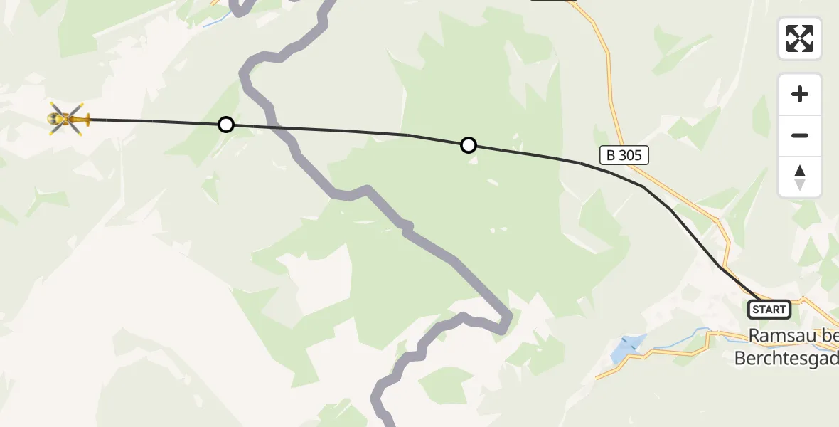 Flugroute Rettungshubschrauber Ramsau b.Berchtesgaden - Unken, 11 Juli 2026, 12:40