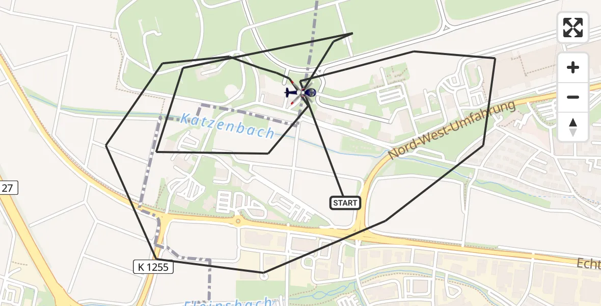 Flugroute Polizeihubschrauber Flughafen Stuttgart - Flughafen Stuttgart, 11 Juli 2026, 13:13
