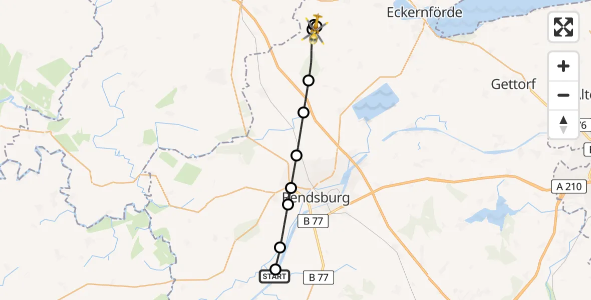 Flugroute Ambulanzhubschrauber Hörsten - Hummelfeld, 11 Juli 2026, 13:26
