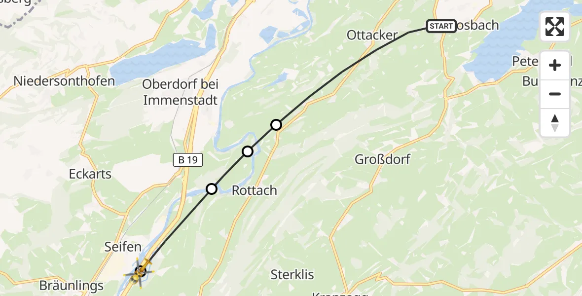 Flugroute Rettungshubschrauber Sulzberg - Immenstadt i.Allgäu, 11 Juli 2026, 13:59