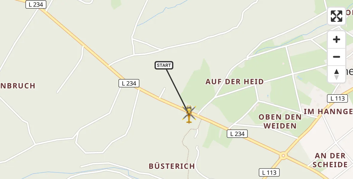 Flugroute Ambulanzhubschrauber Bad Münstereifel - Bad Münstereifel, 11 Juli 2026, 14:05