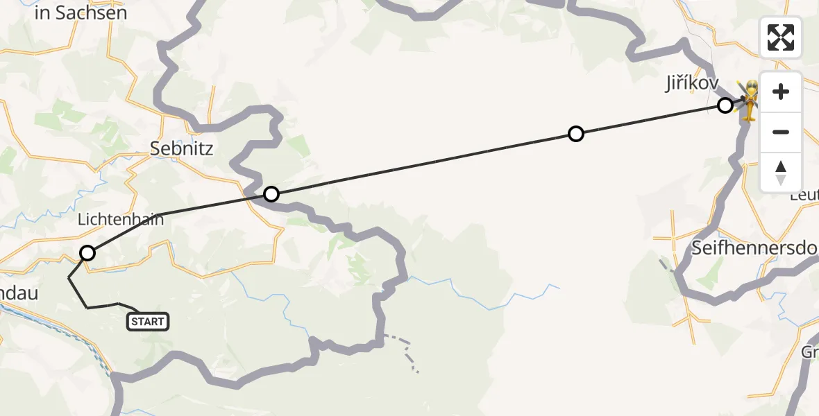 Flugroute Rettungshubschrauber Bad Schandau - Ebersbach-Neugersdorf, 11 Juli 2026, 14:33