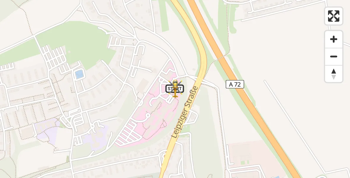 Flugroute Rettungshubschrauber Sana Hospital Borna - Sana Hospital Borna, 11 Juli 2026, 15:04