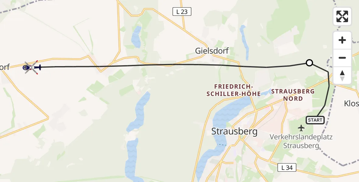 Flugroute Polizeihubschrauber Strausberg - Altlandsberg, 11 Juli 2026, 15:18