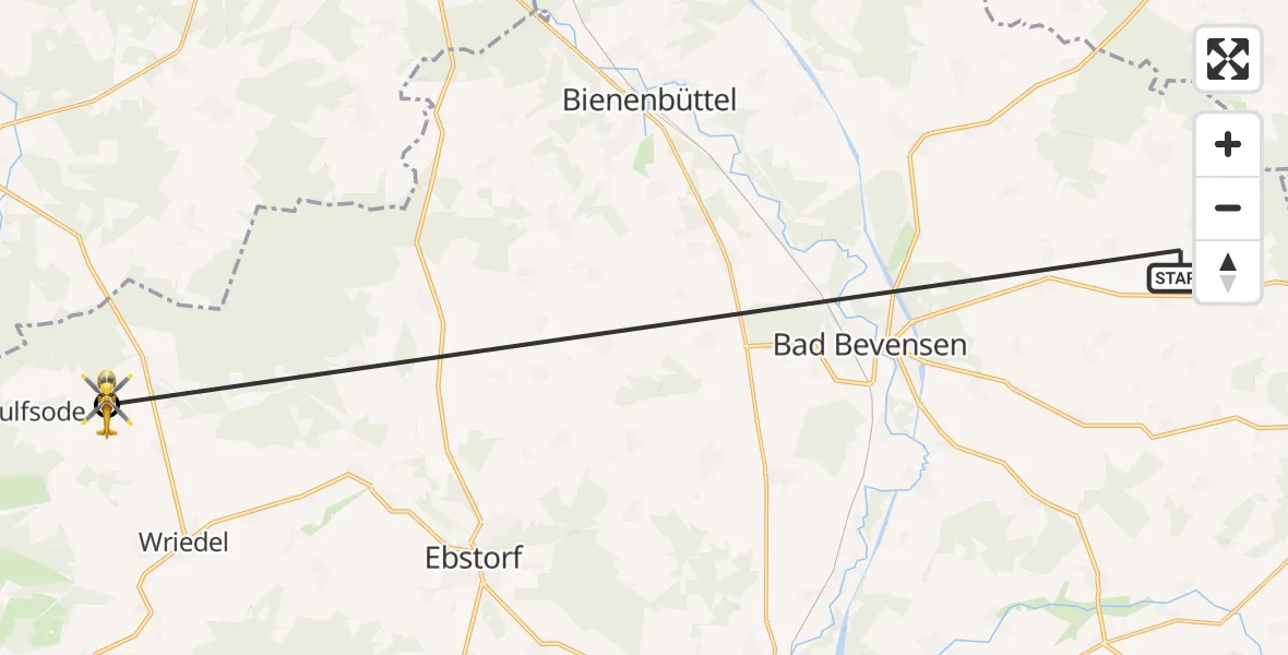 Flugroute Rettungshubschrauber Himbergen - Wriedel, 11 Juli 2026, 16:05