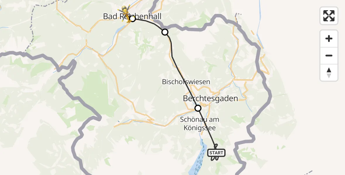 Flugroute Rettungshubschrauber Schönau a.Königssee - Bad Reichenhall, 11 Juli 2026, 16:40