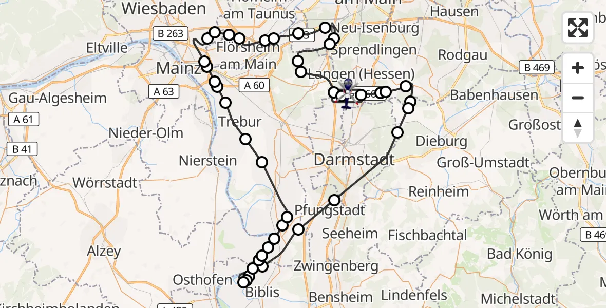 Flugroute Polizeihubschrauber Flughafen Frankfurt-Egelsbach - Flughafen Frankfurt-Egelsbach, 11 Juli 2026, 17:01