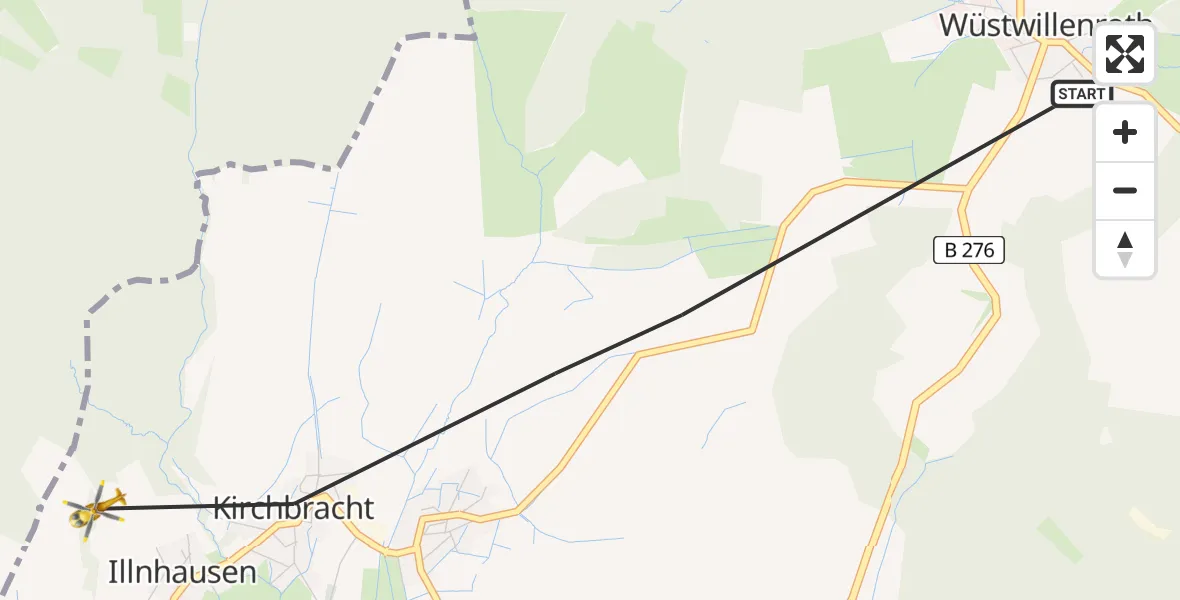 Flugroute Rettungshubschrauber Birstein - Birstein, 11 Juli 2026, 17:06