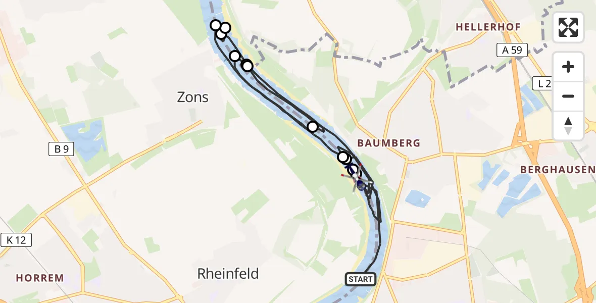Flugroute Polizeihubschrauber Monheim am Rhein - Monheim am Rhein, 11 Juli 2026, 17:46