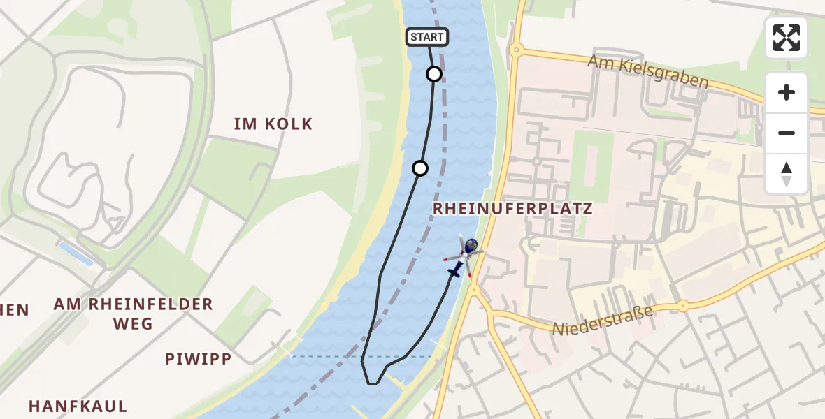 Flugroute Polizeihubschrauber Monheim am Rhein - Monheim am Rhein, 11 Juli 2026, 18:18