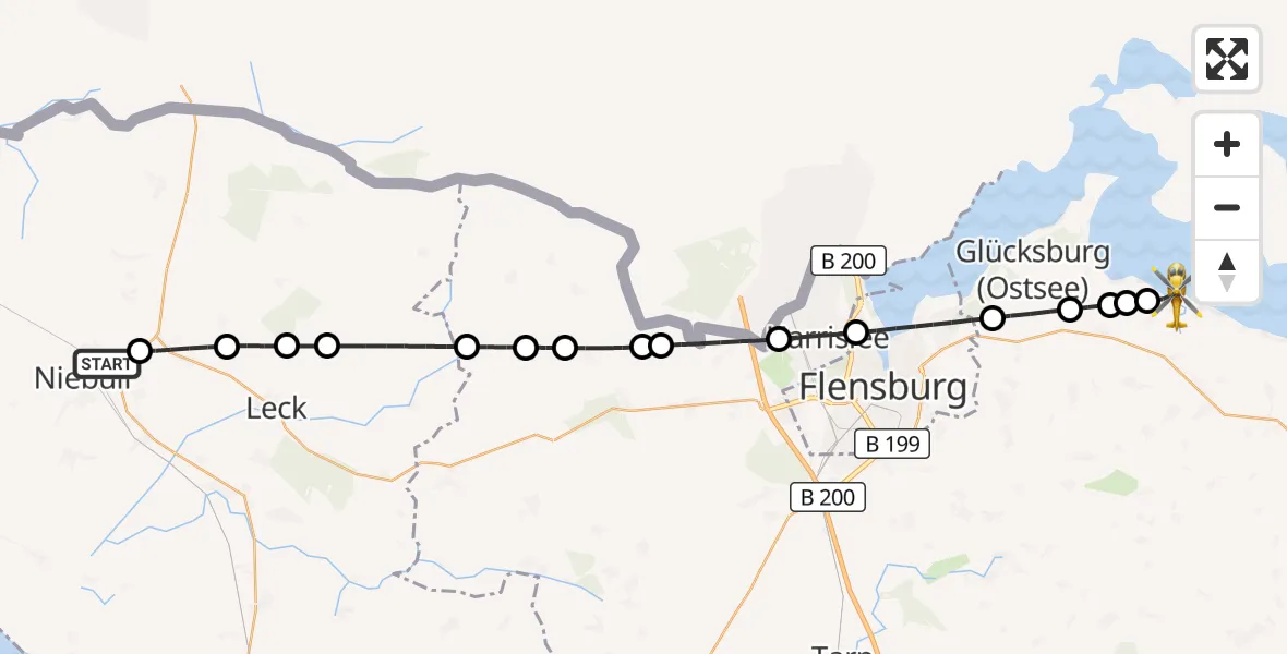 Flugroute Ambulanzhubschrauber Niebüll - Langballig, 11 Juli 2026, 18:22