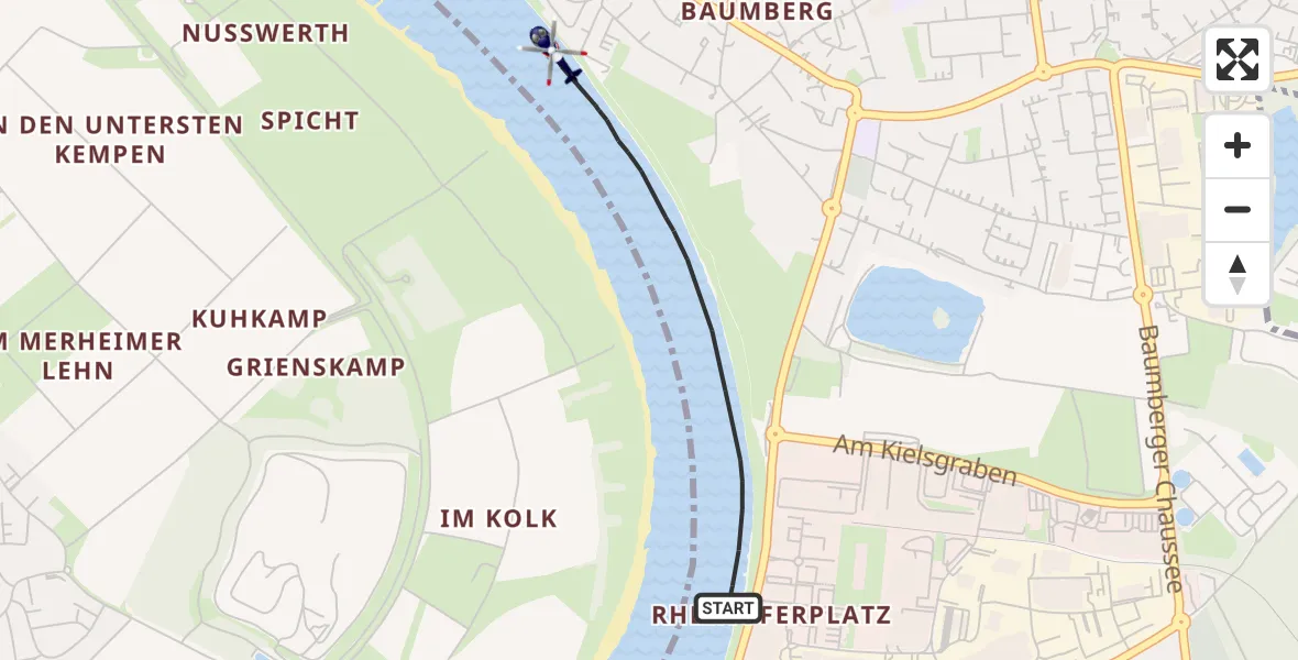 Flugroute Polizeihubschrauber Monheim am Rhein - Monheim am Rhein, 11 Juli 2026, 18:23