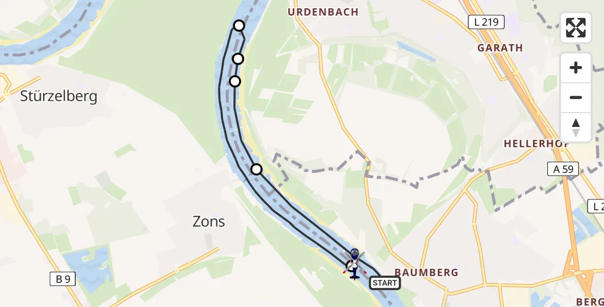 Flugroute Polizeihubschrauber Monheim am Rhein - Monheim am Rhein, 11 Juli 2026, 18:28