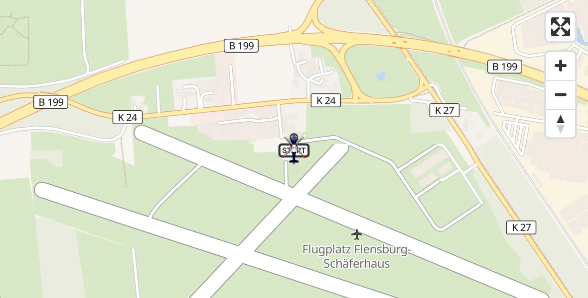 Flugroute Polizeihubschrauber Flensburg-Schäferhaus Flughafen - Flensburg-Schäferhaus Flughafen, 11 Juli 2026, 20:22
