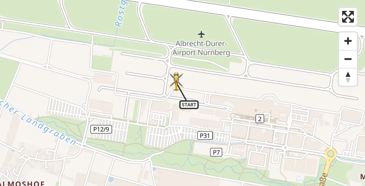 Flugroute Ambulanzhubschrauber Flughafen Nuremberg - Flughafen Nuremberg, 12 Juli 2026, 04:31