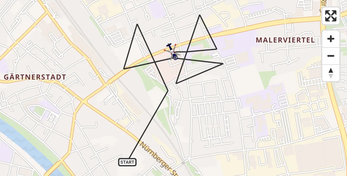 Flugroute Polizeihubschrauber Bamberg - Bamberg, 12 Juli 2026, 08:34