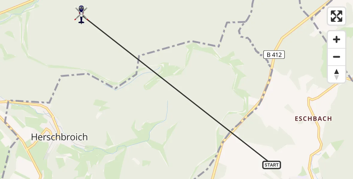Flugroute Polizeihubschrauber Herresbach - Adenau, 12 Juli 2026, 09:11
