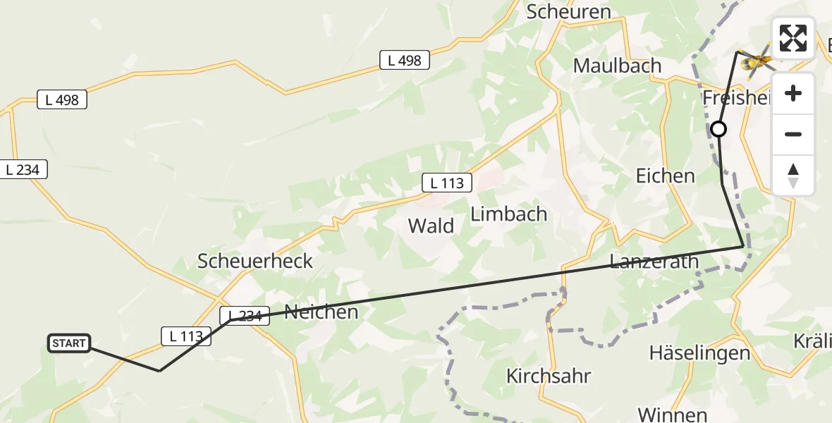 Flugroute Ambulanzhubschrauber Bad Münstereifel - Berg, 12 Juli 2026, 10:34