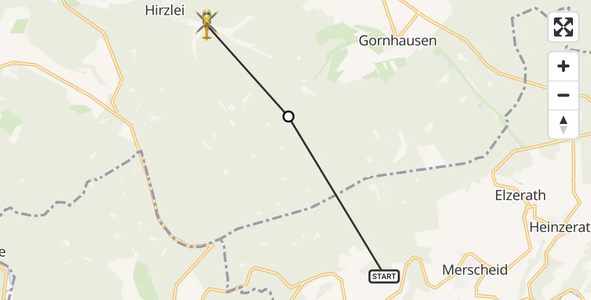 Flugroute Rettungshubschrauber Morbach - Burgen, 12 Juli 2026, 13:33