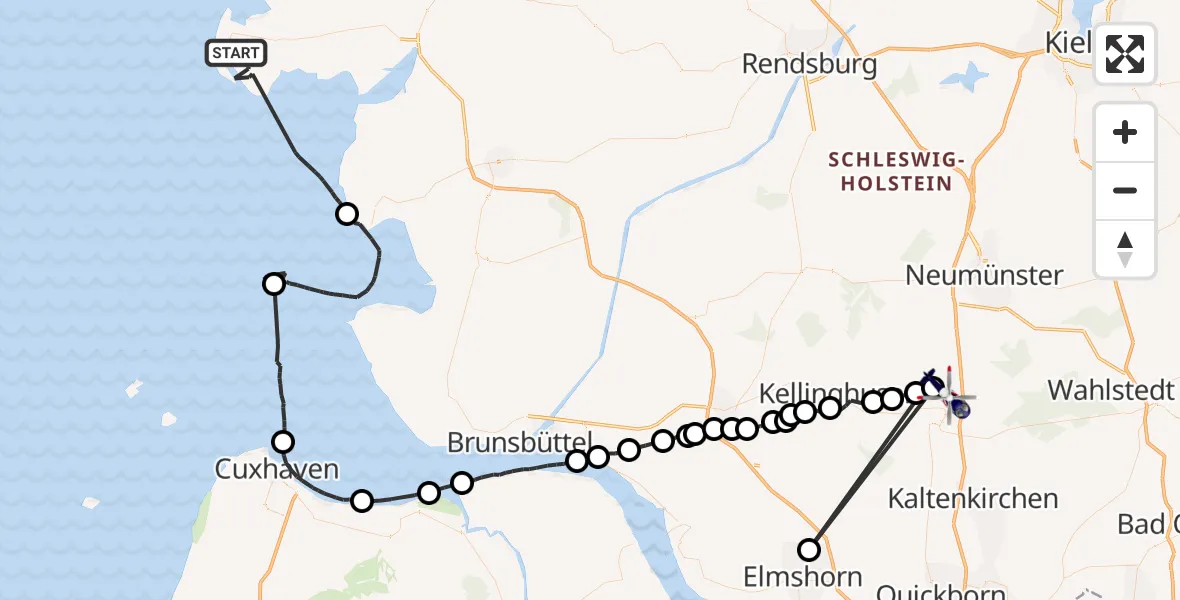 Flugroute Polizeihubschrauber Sankt Peter-Ording - Wiemersdorf, 12 Juli 2026, 15:24