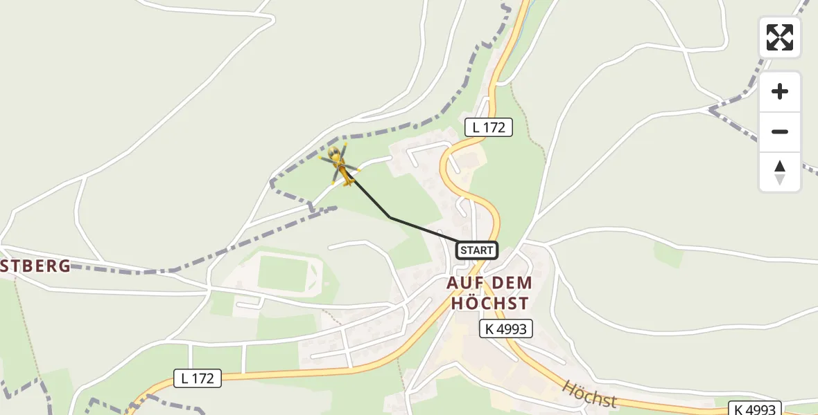 Flugroute Rettungshubschrauber Eisenbach (Hochschwarzwald) - Titisee-Neustadt, 12 Juli 2026, 16:26