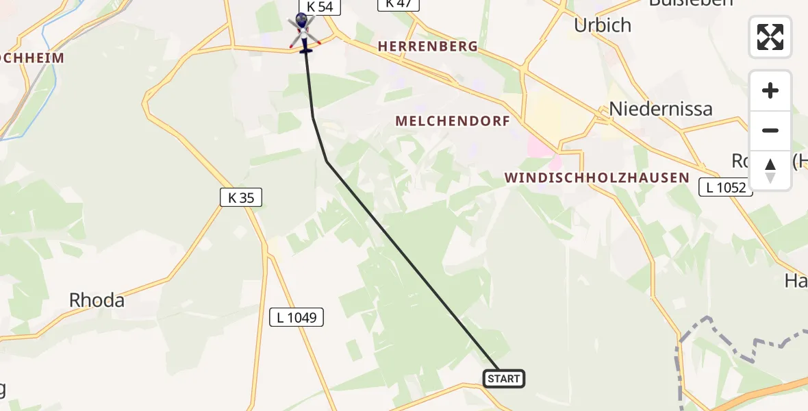 Flugroute Polizeihubschrauber Erfurt - Erfurt, 12 Juli 2026, 17:44