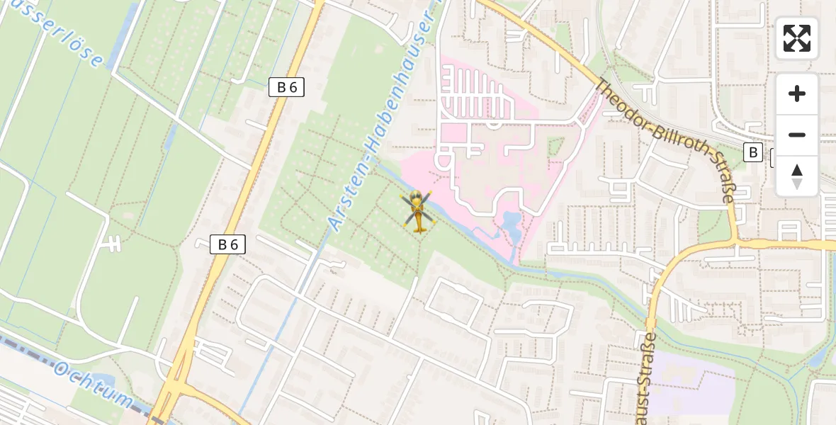 Flugroute Rettungshubschrauber ADAC Air Rescue Station Bremen Hubschrauberlandeplatz (Christoph 6) - ADAC Air Rescue Station Bremen Hubschrauberlandeplatz (Christoph 6), 12 Juli 2026, 17:54