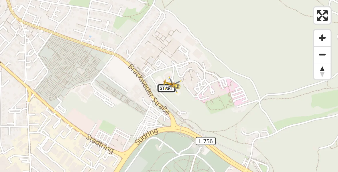 Flugroute Rettungshubschrauber Luftrettungszentrum Bielefeld - Luftrettungszentrum Bielefeld, 12 Juli 2026, 17:58