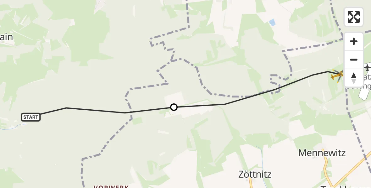 Flugroute Rettungshubschrauber Jena - Schlöben, 12 Juli 2026, 18:06