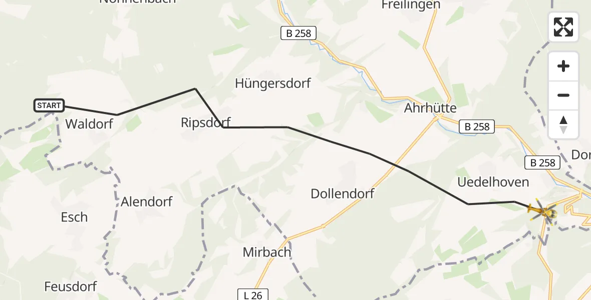 Flugroute Ambulanzhubschrauber Blankenheim - Blankenheim, 12 Juli 2026, 18:23