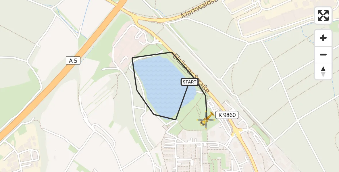 Flugroute Ambulanzhubschrauber Freiburg im Breisgau - Freiburg im Breisgau, 12 Juli 2026, 18:28