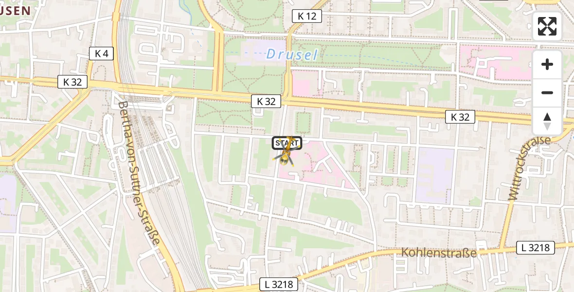 Flugroute Rettungshubschrauber Kassel - Kassel, 12 Juli 2026, 19:09