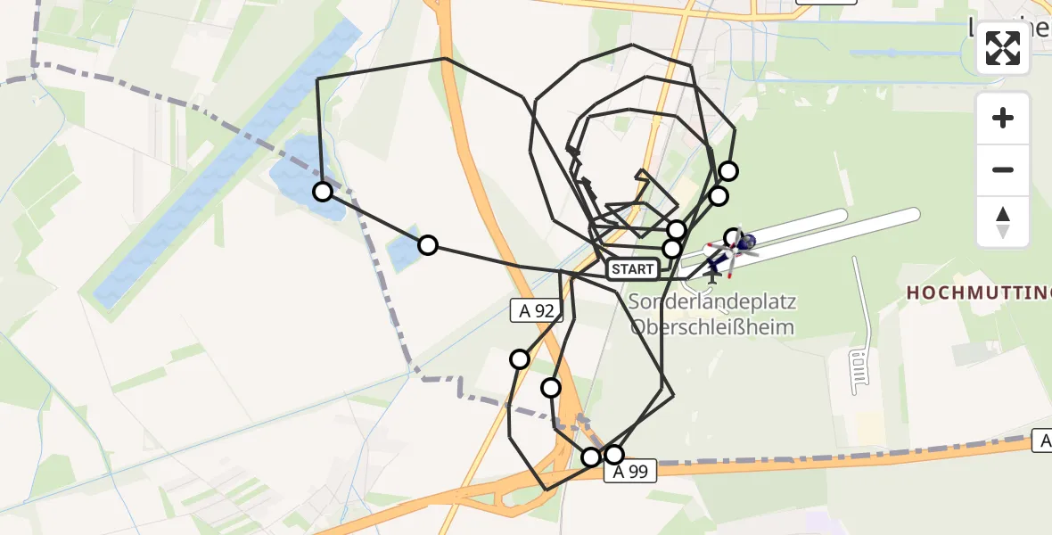 Flugroute Polizeihubschrauber Oberschleißheim - Schleissheim Flugplatz, 12 Juli 2026, 20:13