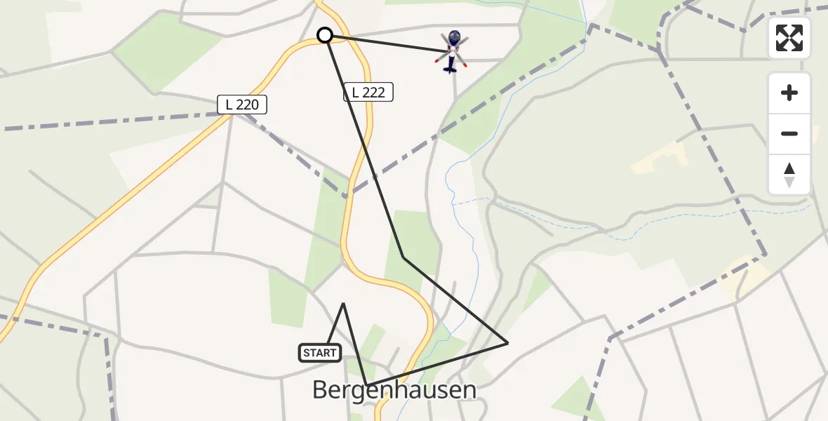 Flugroute Polizeihubschrauber Bergenhausen - Budenbach, 12 Juli 2026, 20:57