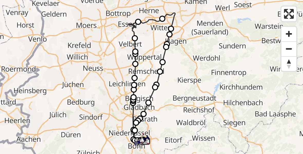 Flugroute Polizeihubschrauber Sankt Augustin - Sankt Augustin, 12 Juli 2026, 21:51