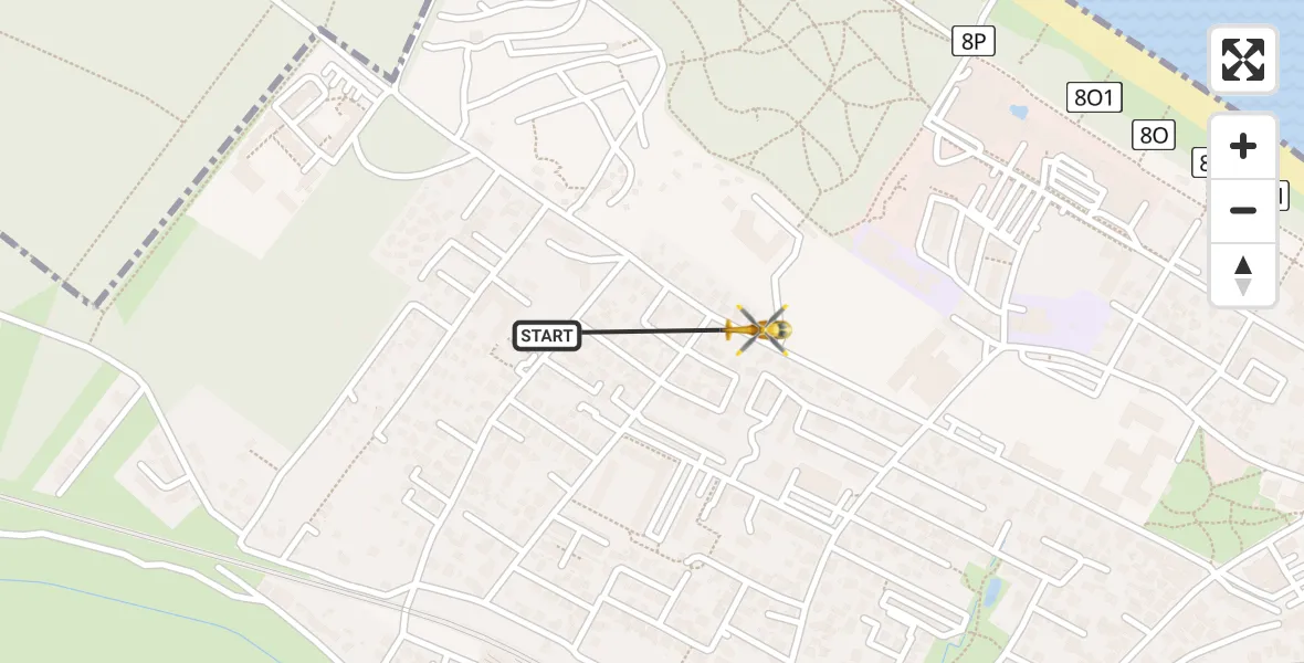 Flugroute Rettungshubschrauber Zinnowitz - Zinnowitz, 13 Juli 2026, 03:08