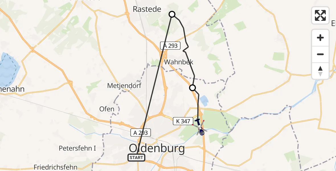 Flugroute Polizeihubschrauber Oldenburg (Oldb) - Oldenburg (Oldb), 13 Juli 2026, 05:49