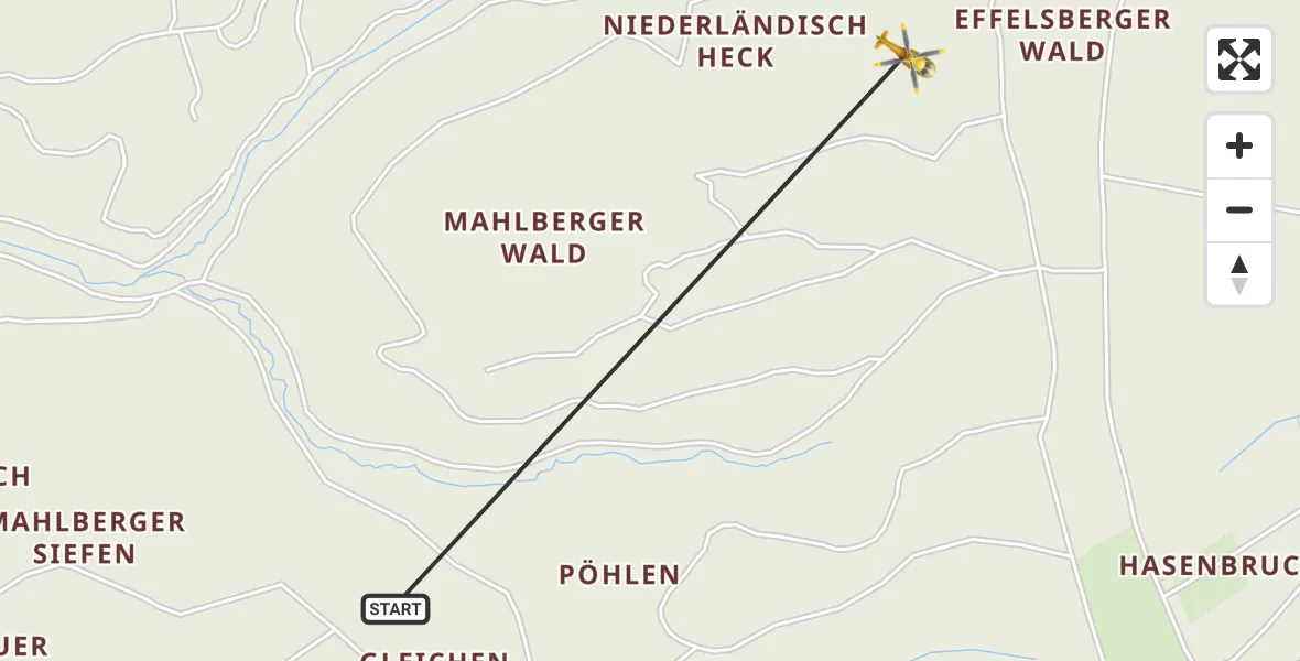 Flugroute Ambulanzhubschrauber Bad Münstereifel - Bad Münstereifel, 13 Juli 2026, 07:11