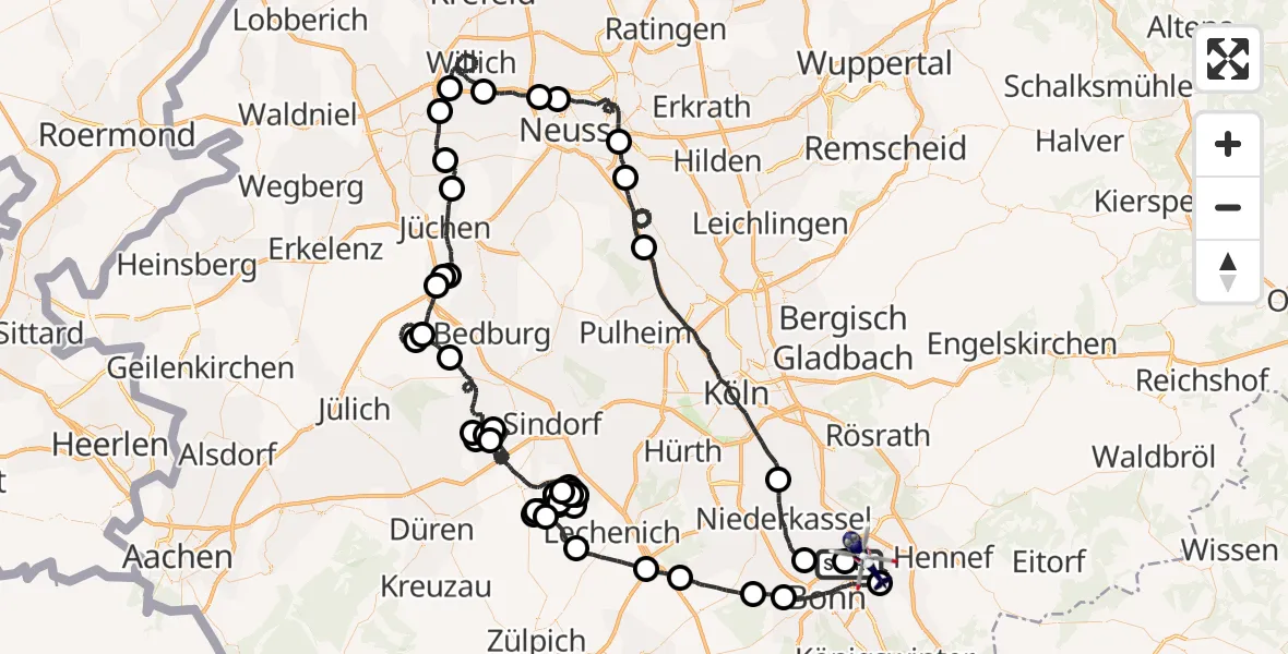 Flugroute Polizeihubschrauber Sankt Augustin - Bonn-Hangelar Flugplatz, 13 Juli 2026, 07:52