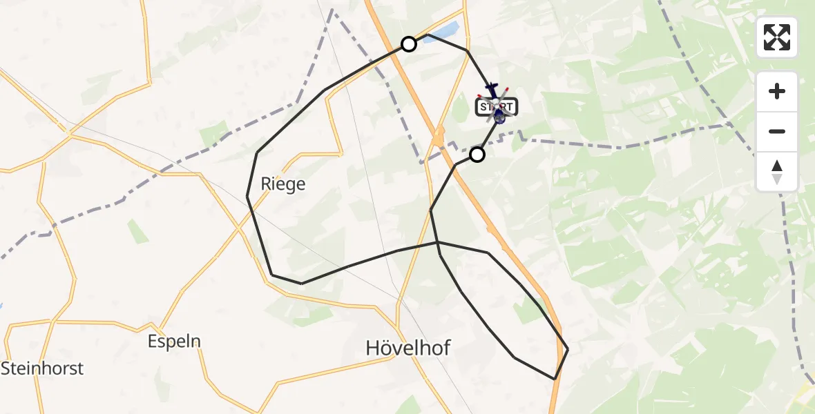 Flugroute Polizeihubschrauber Schloß Holte-Stukenbrock - Schloß Holte-Stukenbrock, 13 Juli 2026, 07:59