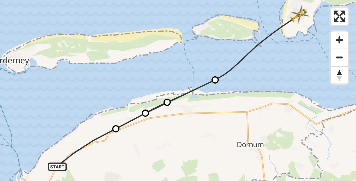 Flugroute Ambulanzhubschrauber Norden - Noordzee, 13 Juli 2026, 09:01