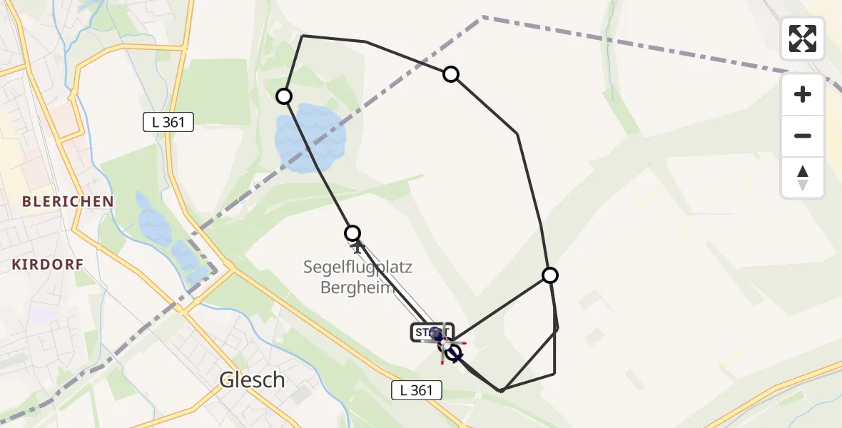 Flugroute Polizeihubschrauber Bergheim Flugplatz - Bergheim Flugplatz, 13 Juli 2026, 09:08