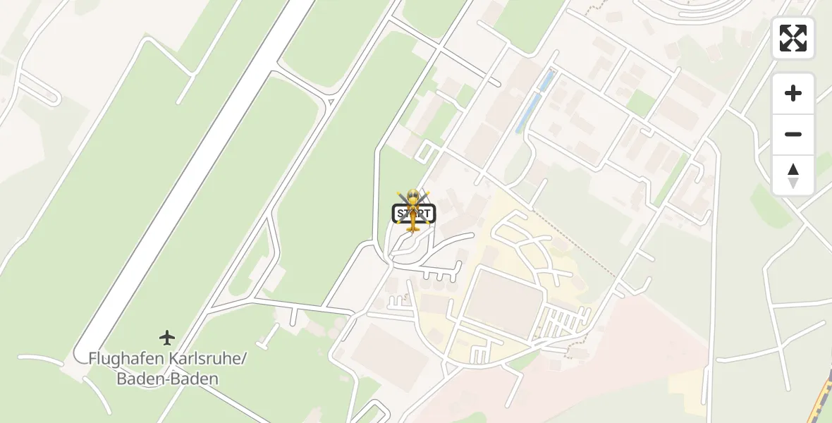 Flugroute Rettungshubschrauber Karlsruhe Baden-Baden Flughafen - Karlsruhe Baden-Baden Flughafen, 13 Juli 2026, 09:23