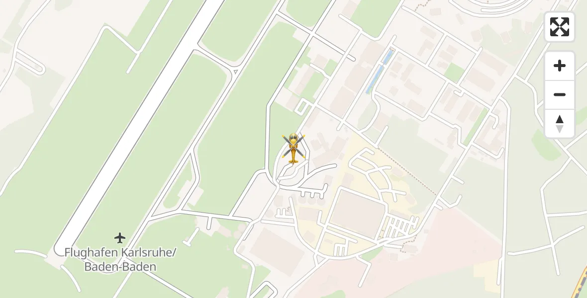 Flugroute Rettungshubschrauber Karlsruhe Baden-Baden Flughafen - Karlsruhe Baden-Baden Flughafen, 13 Juli 2026, 09:26