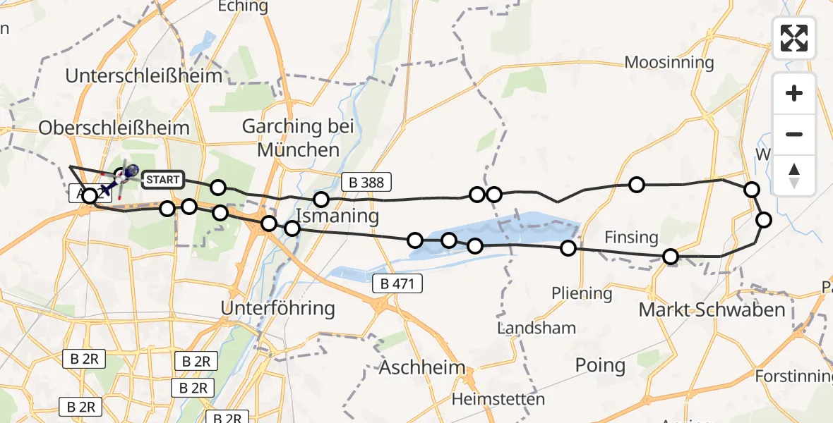 Flugroute Polizeihubschrauber Oberschleißheim - Schleissheim Flugplatz, 13 Juli 2026, 09:41